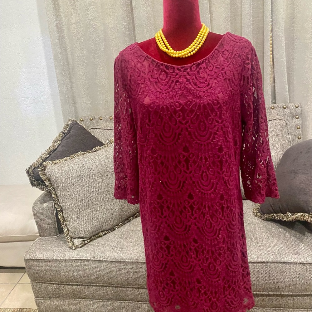 RN Studio maroon Lace Dress
